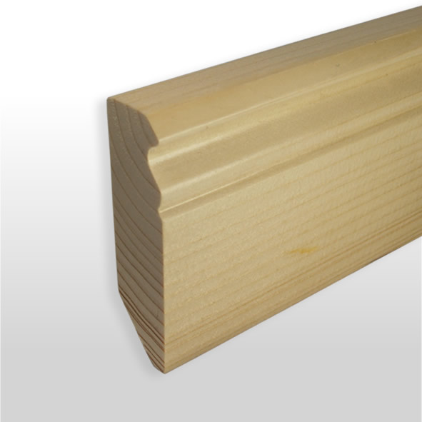 Plinthe en bois véritable profil Berlin 80mm pin laqué