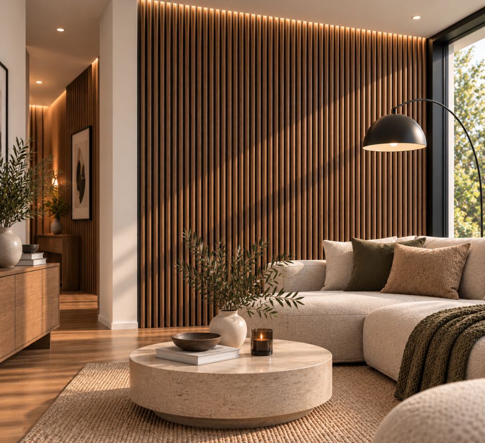 Pannello acustico WAVE 2600 x 400 mm - Feltro acustico nero - Dark Oak