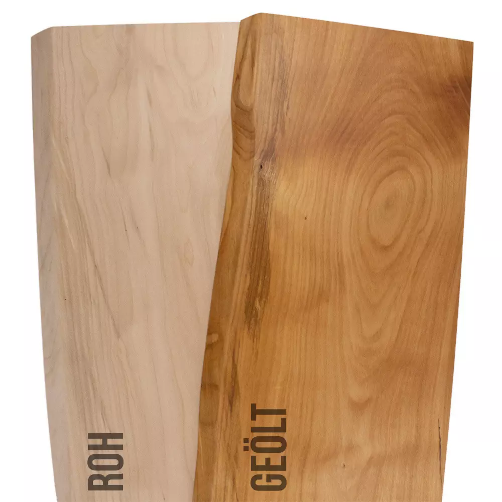 Kirschbaum Massivholz 40 mm einseitig Baumkante - Tiefe 30 cm