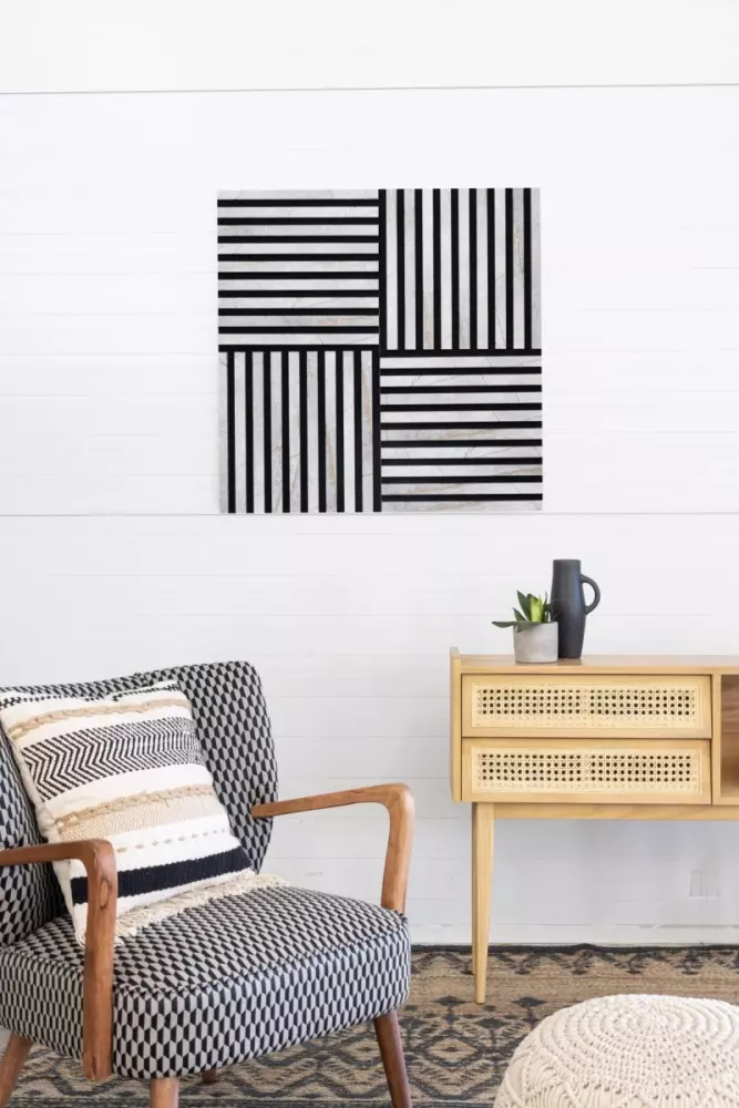 Akustikpaneel 400 x 400 mm Golden Stone - Akustikfilz  Schwarz - Wandverkleidung