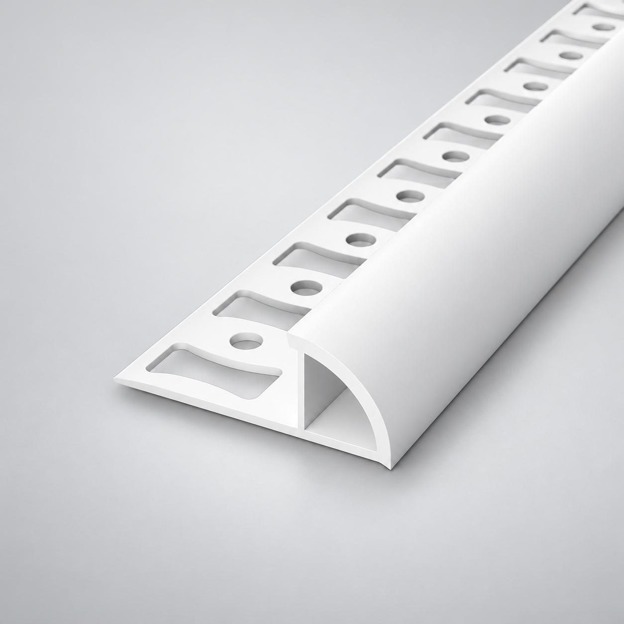 Profilo triangolare in PVC per piastrelle  a quarto di tondo 8mm bianco