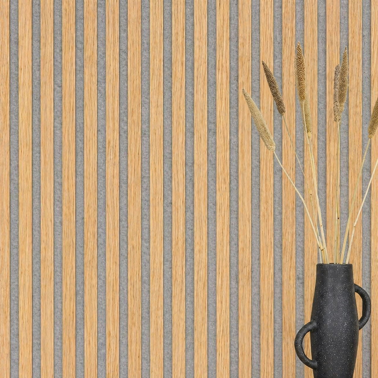 Panel acústico Acoustic+ Premium de roble aceitado, 2400 x 600 mm - Fieltro acústico gris
