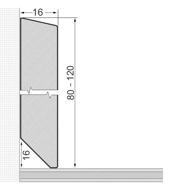 Solid wood skirting board 80x16mm beveled front edge - oak oiled