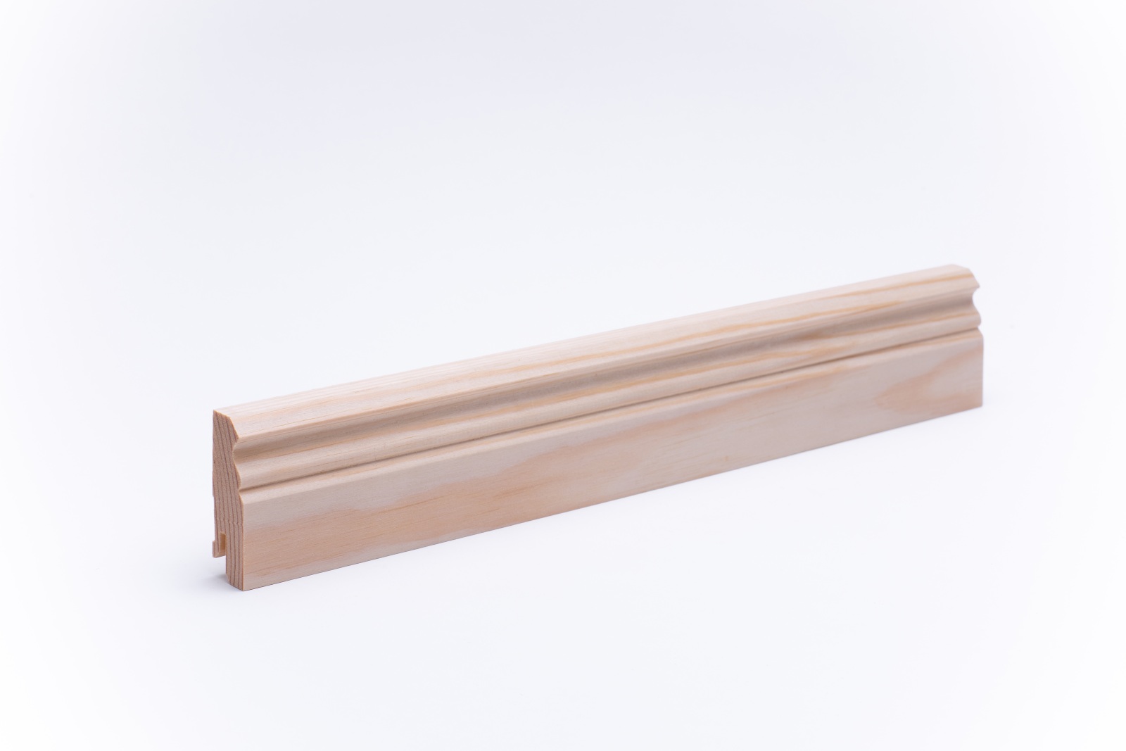 Rodapié de madera maciza perfil Berlin 60 mm, pino crudo