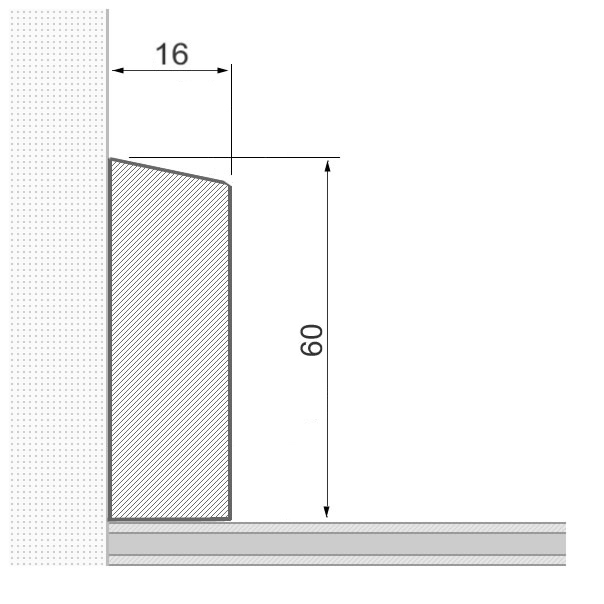 Massivholz-Sockelleiste 60x16mm abgeschrägt - Eiche lackiert