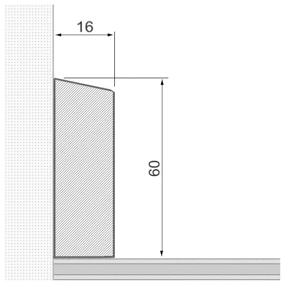 Solid wood skirting board 60x16mm beveled front edge - lacquered oak