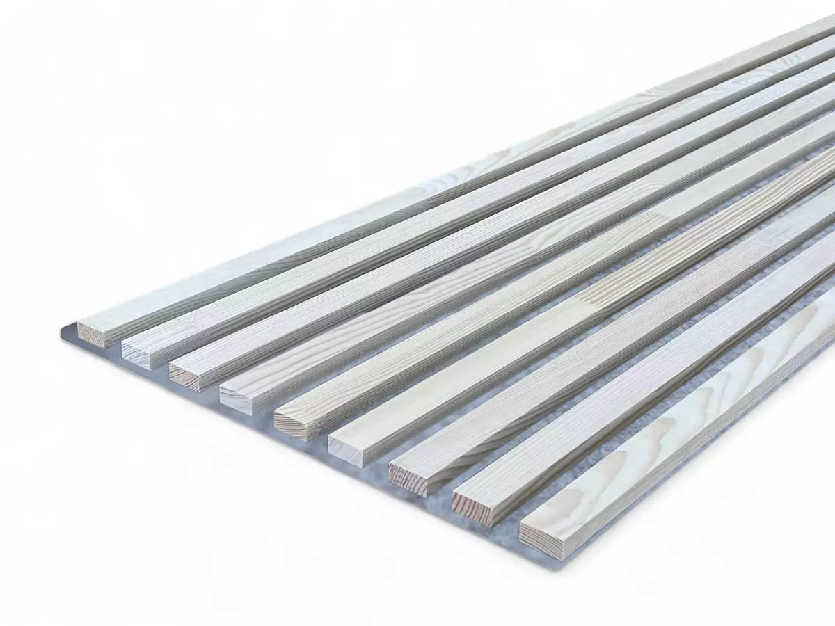 Massivholz Akustikpaneele Grau 2600 x 400 mm Kiefer - Polar White