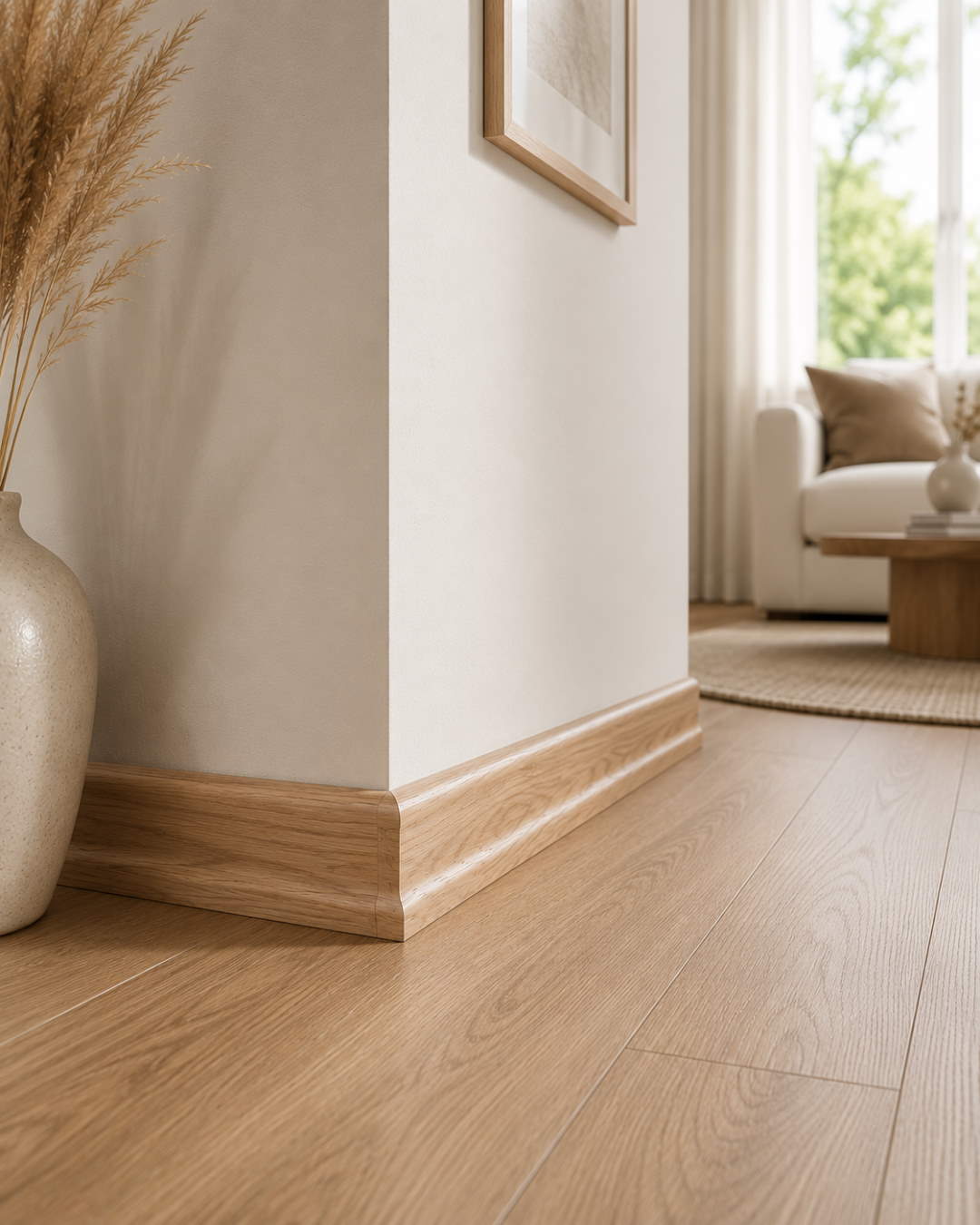 Rodapié con acabado tipo madera 40 mm, roble claro