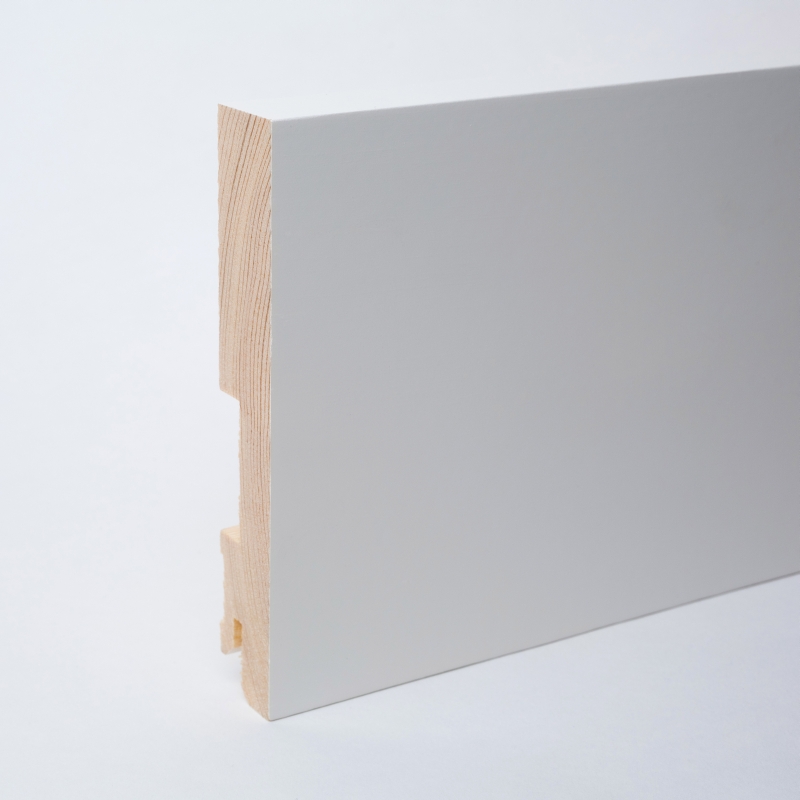 23 lfm Massivholz Sockelleiste 120mm Vierkant- Weiß