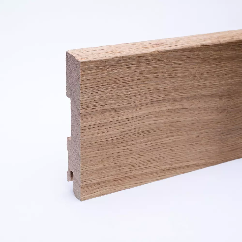 solid wood skirting 100mm with chamfered front edge varnished oak
