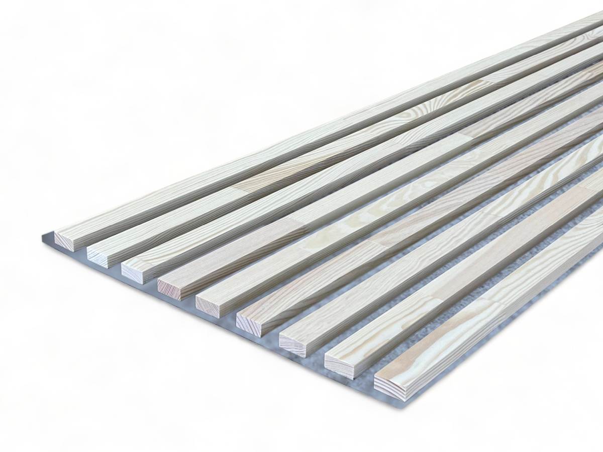 Massivholz Akustikpaneele Grau 2600 x 400 mm Kiefer - Cotton White