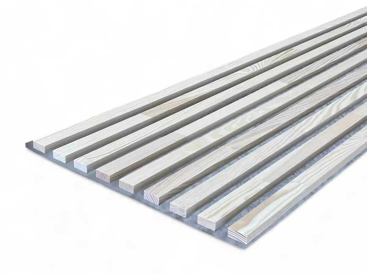 Massivholz Akustikpaneele Grau 2600 x 400 mm Kiefer - Cotton White