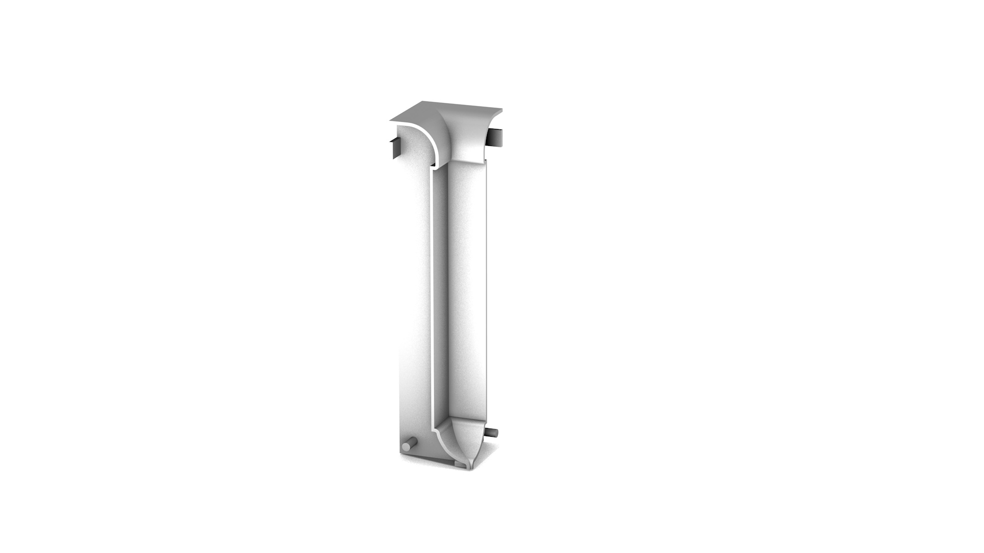 Inside corner for aluminum skirting board 378 with insert 2-3 mm - silver