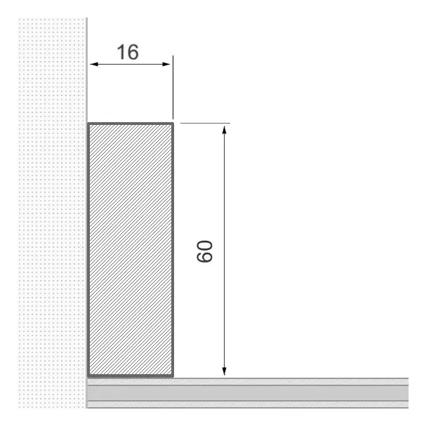 Massivholz-Sockelleiste 60x16mm Vierkant - Eiche roh