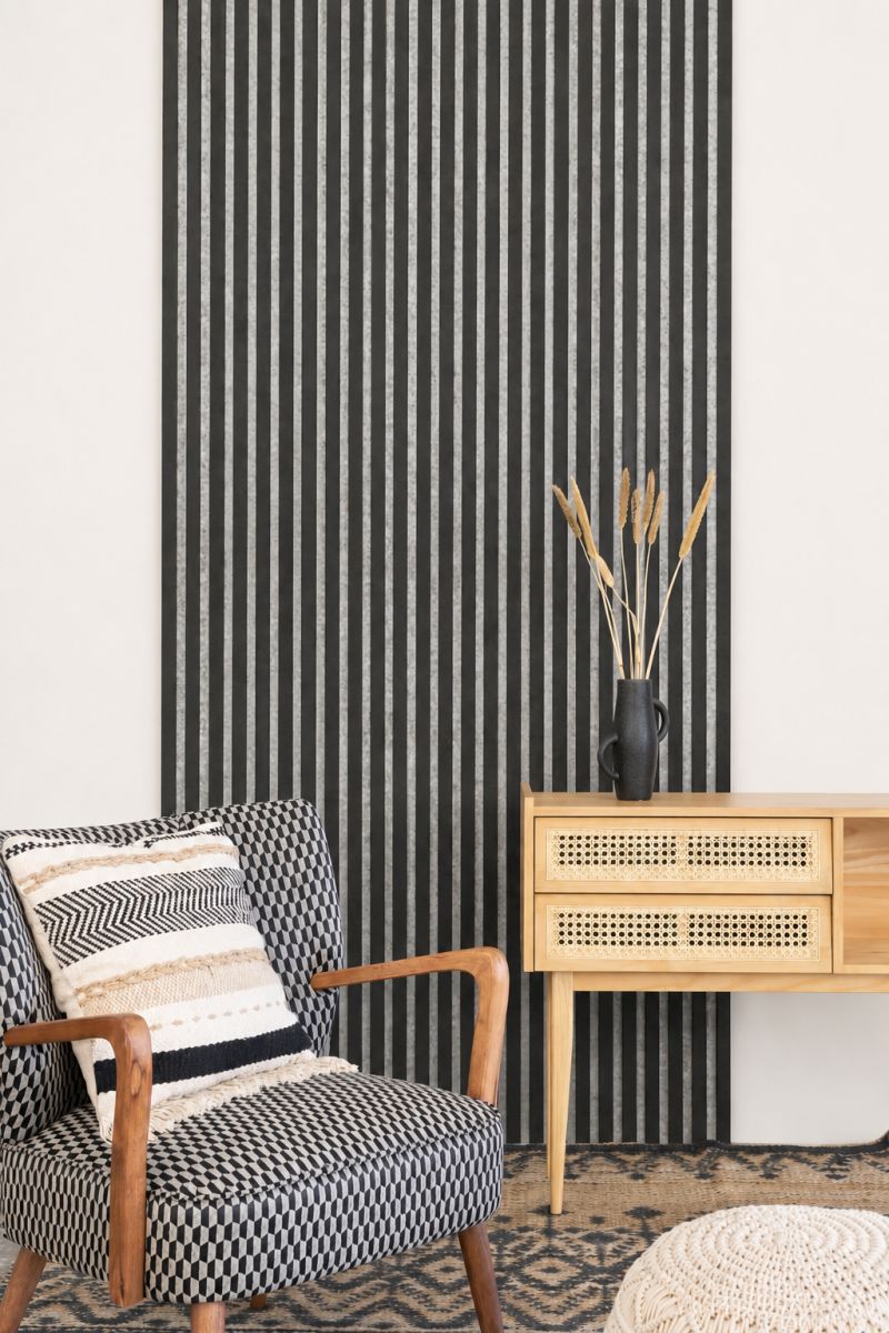 Acoustic+ Akustikpaneel Grau-Anthrazit 2600 x 400 mm - Akustikfilz Schwarz