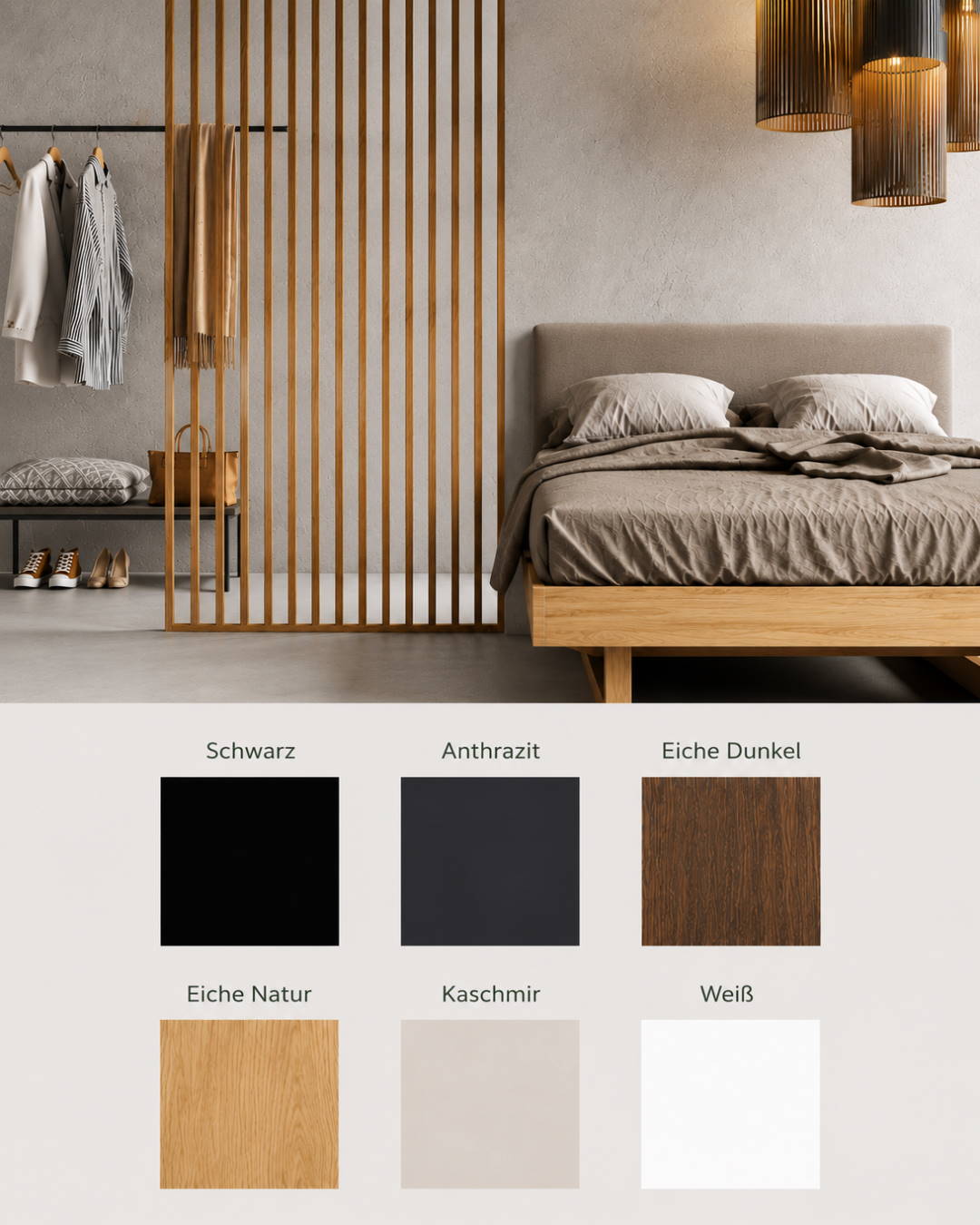 Separador de ambientes/pared de lamas 580 x 2750 x 65 mm cachemira
