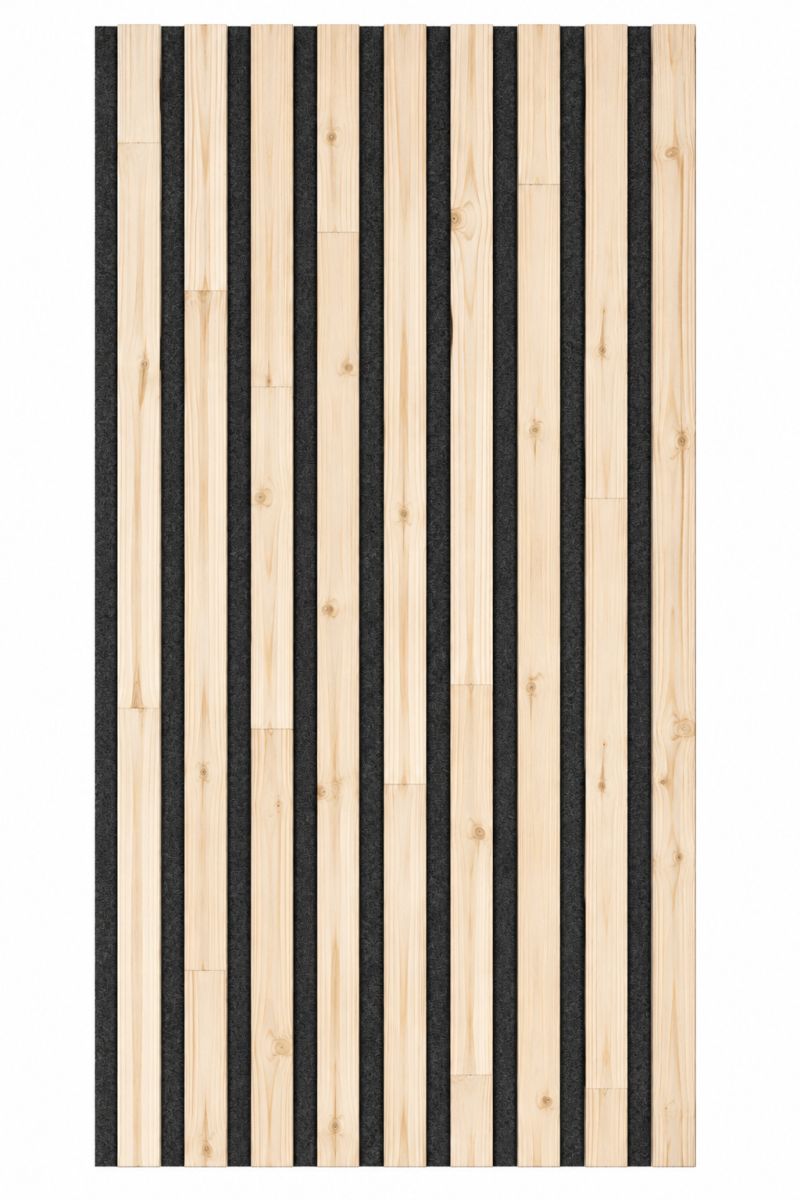 Acoustic+ Massivholz Akustikpaneel Schwarz 2600 x 400 mm - Kiefer - Unbehandelt