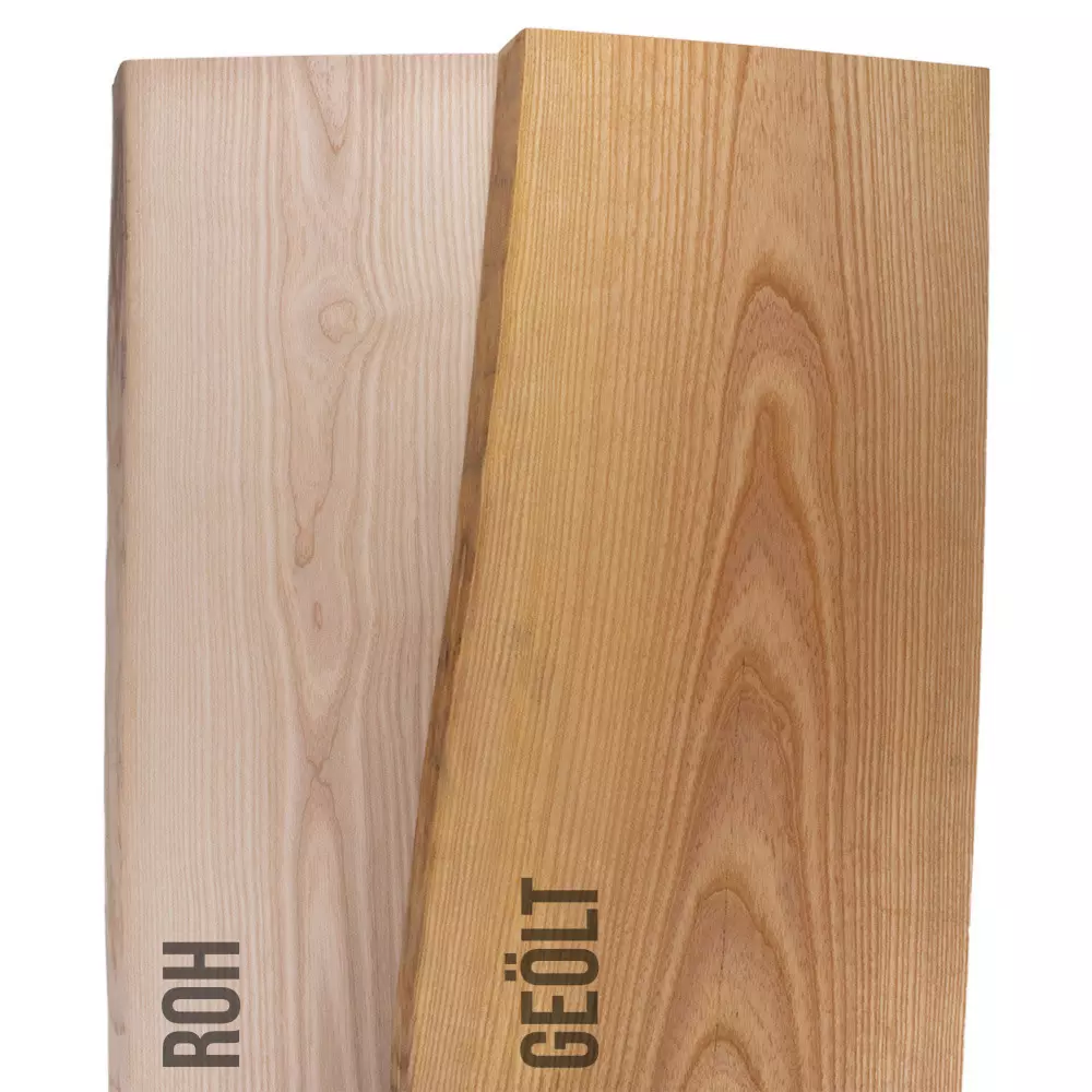 Ash board 40 mm rustic one-sided tree edge - depth 35 cm