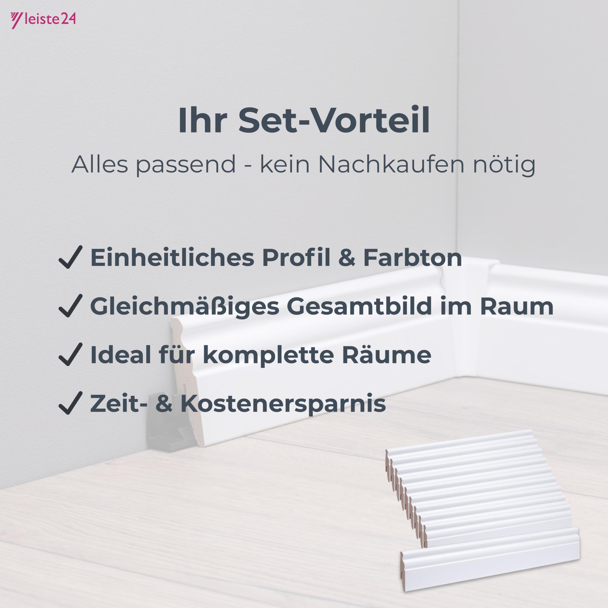 Aktionspaket 30 Meter Sockelleisten Berliner Profil 60 mm Weiß