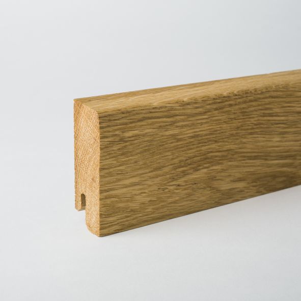 Massivholz Sockelleiste abgeschrägt 80mm - Eiche geölt