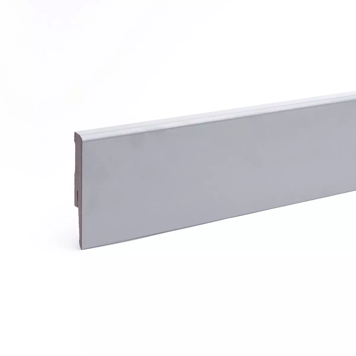 Skirting with classic profile with MDF-Core 80 mm grey high gloss