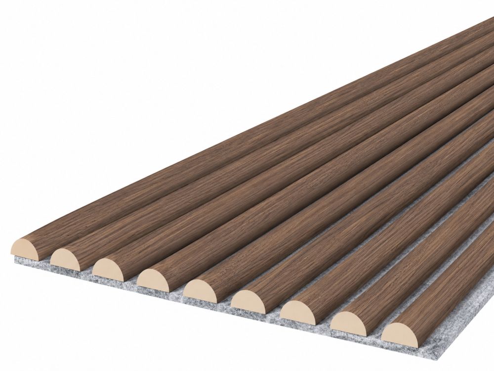 Pannello acustico WAVE 2600 x 400 mm - Feltro acustico grigio - Dark Oak