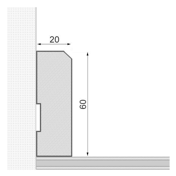 Massivholz-Sockelleiste 60mm gefaste Vorderkante - Eiche gebürstet roh