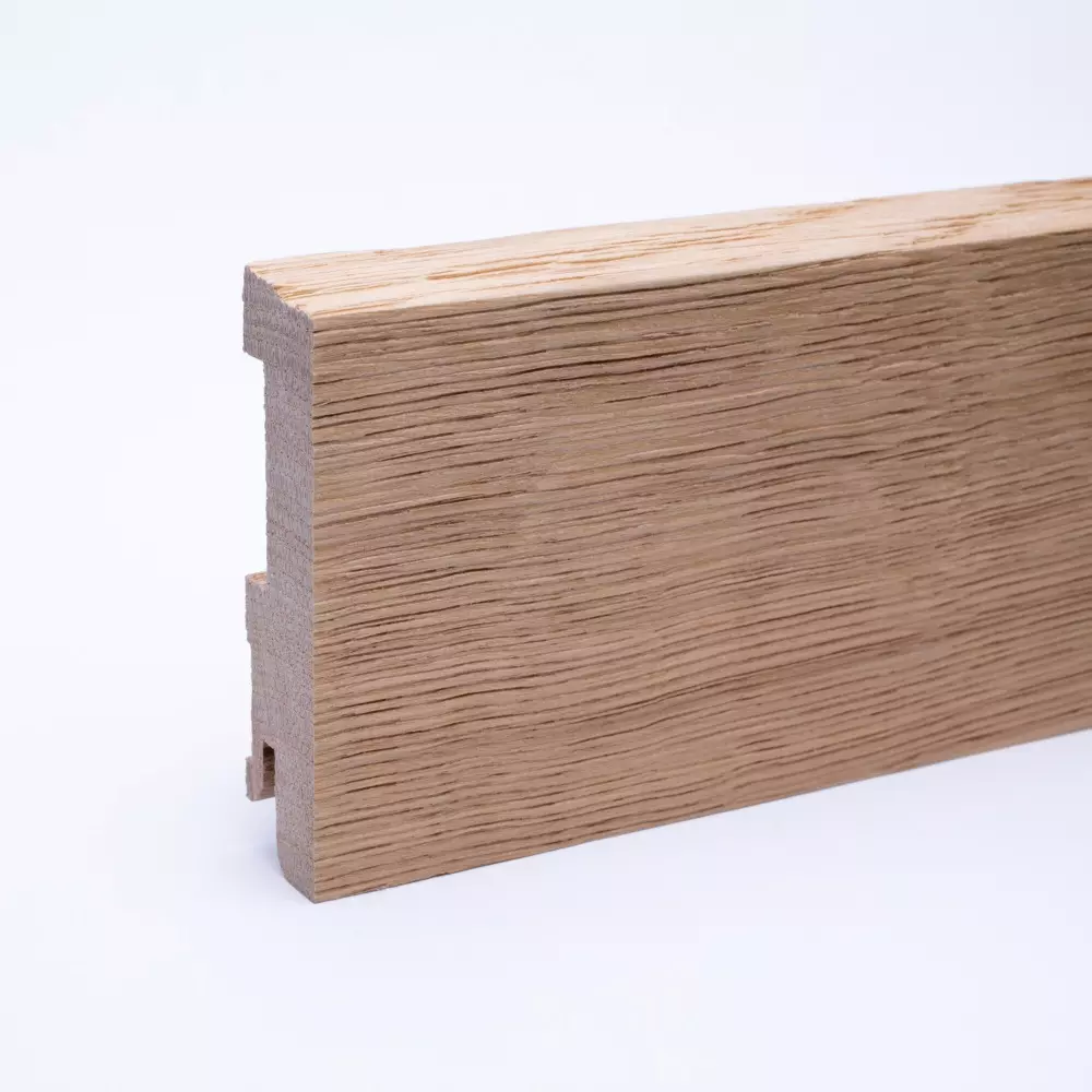 solid wood skirting 80mm with chamfered front edge varnished oak