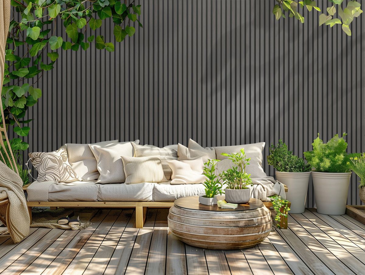 Muestra | Panel de pared para exteriores de WPC - Gris