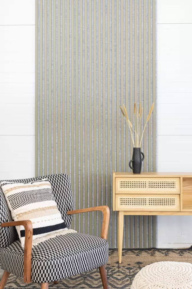 Acoustic panel 600 x 2400 mm Olive - Grey acoustic felt