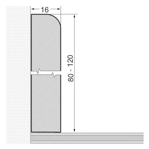 Solid wood skirting board 80x16mm rounded - raw oak