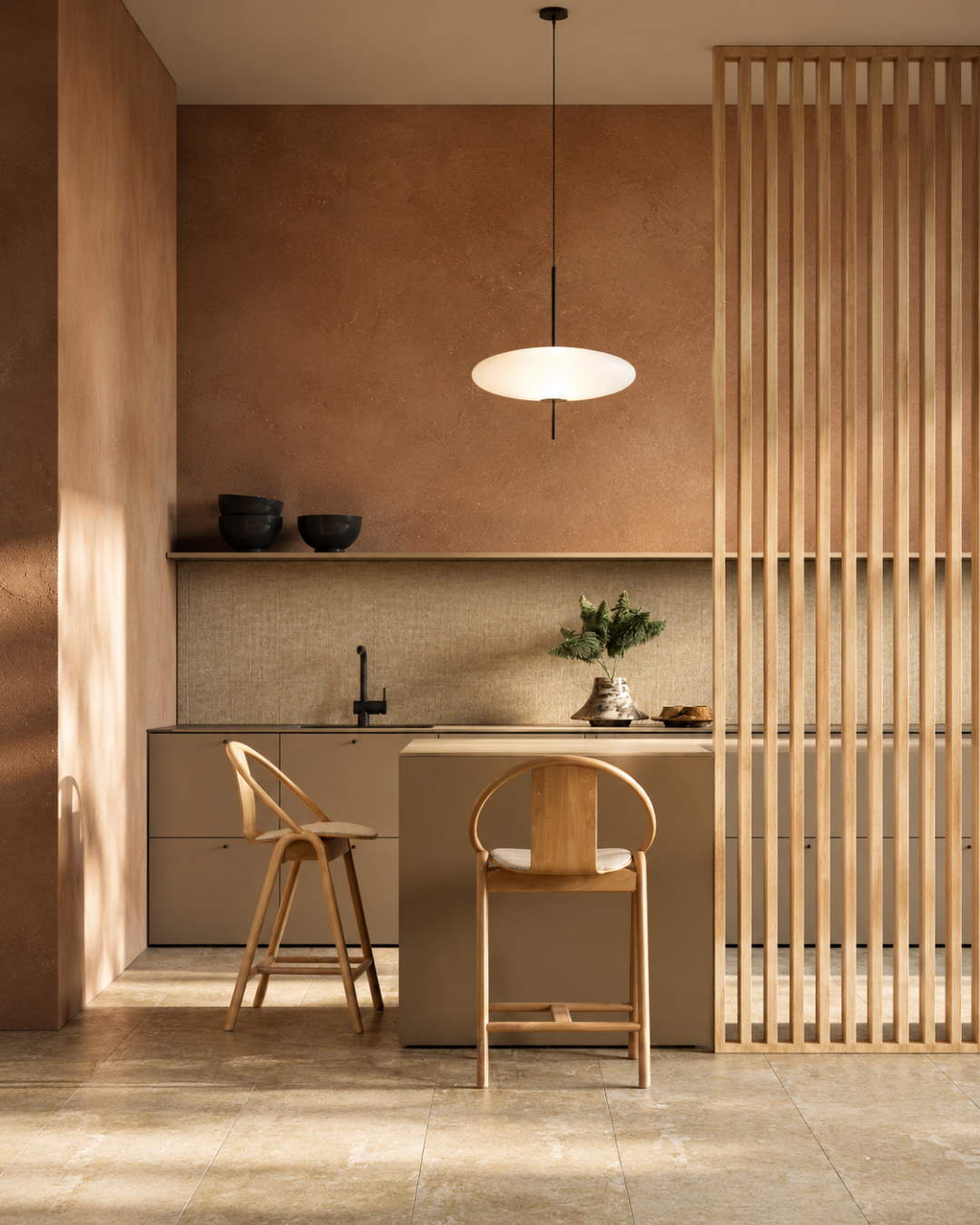 Separador de ambientes / pared de lamas 580 x 2750 x 65 mm Roble natural