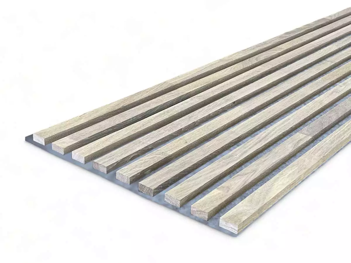 Massivholz Akustikpaneele Grau 2600 x 400 mm Eiche natur - Sand Stone