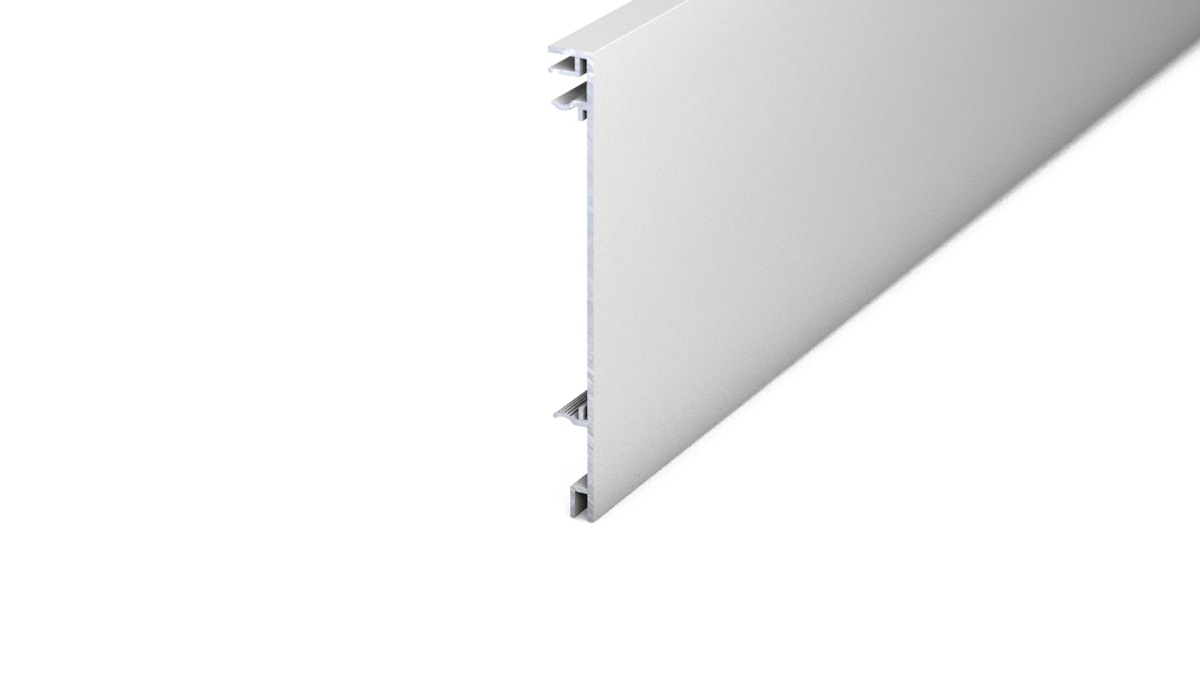 Plinthe 100 x 10mm en métal à montage avec clips - argent