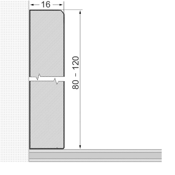 Massivholz-Sockelleiste 100x16mm gefast - Eiche roh