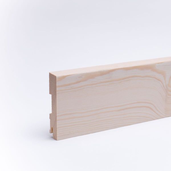 Plinthe en bois véritable avec à bord biseauté 100 mm pin naturel
