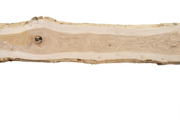 Massivholz Eiche 80 x 18-25 cm - mit Baumkante, unbesäumt und entrindet - unbehandelt