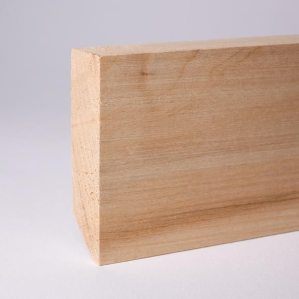 Rodapié de madera maciza cuadrangular 80 mm, arce crudo