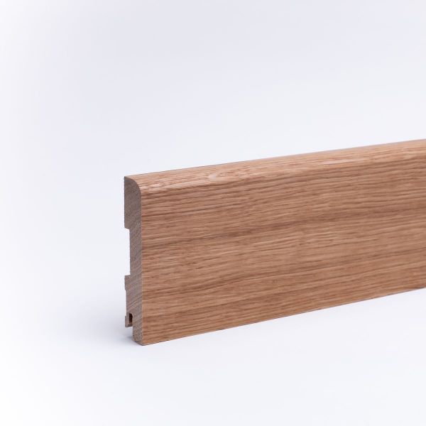 Plinthe en bois véritable avec arrondi bord avant 120mm chêne huilé