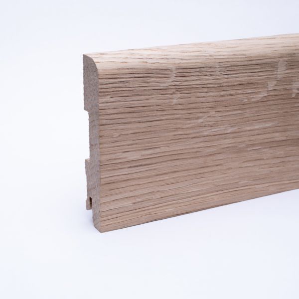 Rodapié de madera maciza redondeado 100 mm, roble crudo