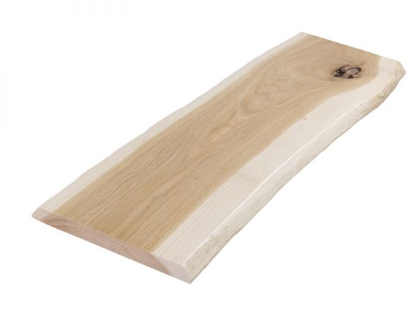 Baumscheibe, Eichenplatte Massivholz mit Baumkante - 100 x 18-25 cm, lackierte Oberfläche