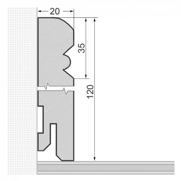 Massivholz-Sockelleiste Alt Reno Profil 120mm - Kirsche gelackt
