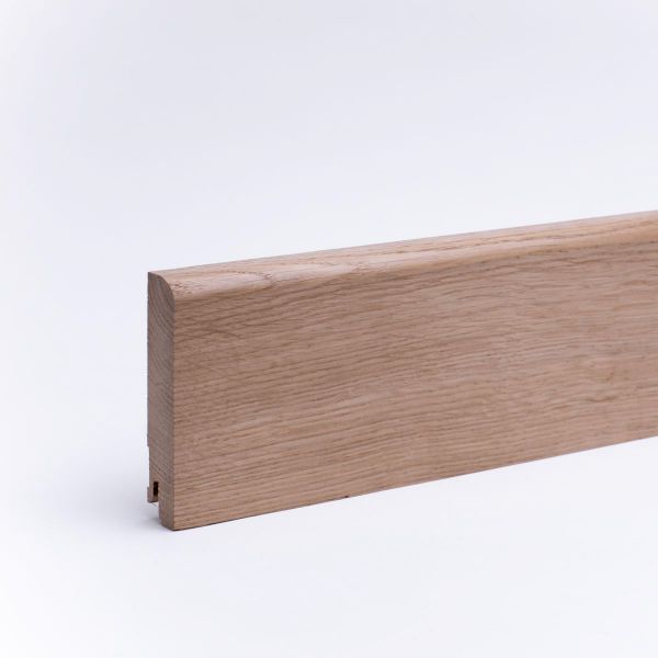 Zócalo de madera maciza 120x16mm redondeado - roble lacado