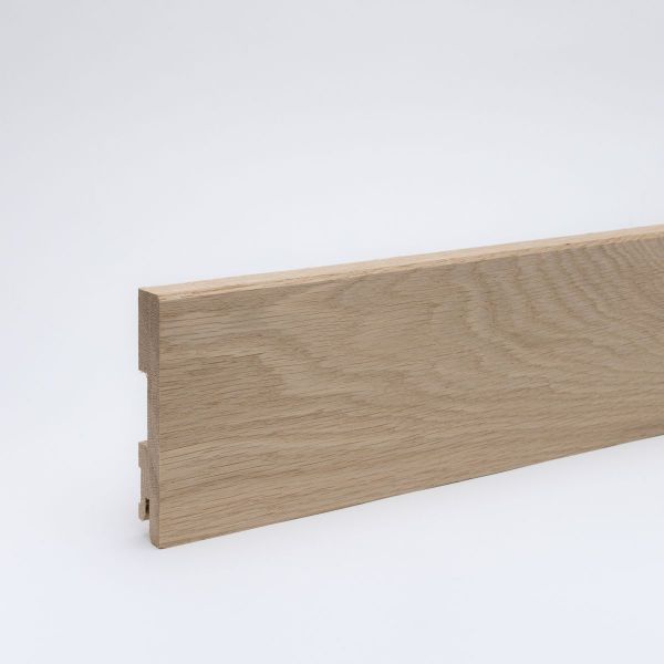 Battiscopa in legno massiccio 100 mm con bordo anteriore smussato - rovere grezzo