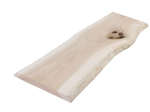 Baumscheibe, Eichenplatte Massivholz mit Baumkante - 150 x 35-40 cm, unbehandelte Oberfläche