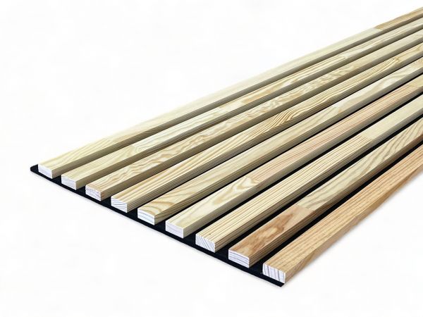 Paneles acústicos de madera maciza de pino 2600 x 400 mm - Aceite de cera dura