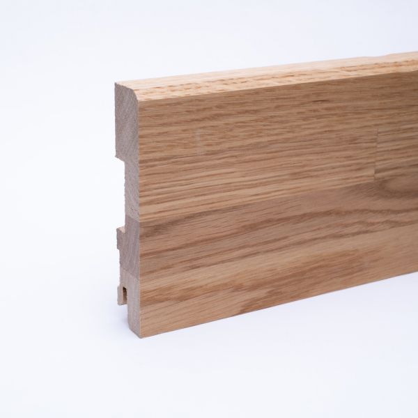 Massivholz-Sockelleiste Stab Design gefast 65 mm - Eiche geölt
