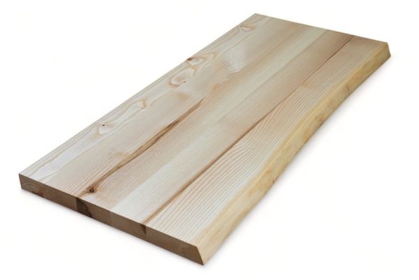 Massivholzplatte Esche 40mm einseitige Baumkante - durchgehende Lamellen