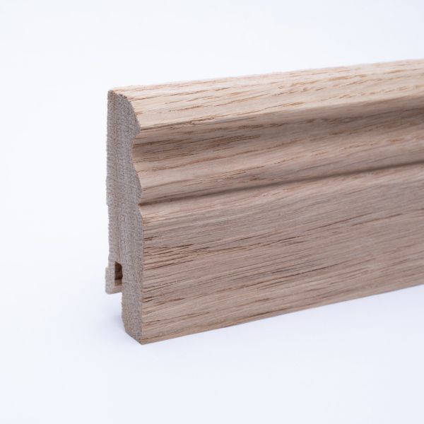 Battiscopa in legno massello con profilo Berlin rovere grezzo 60 mm