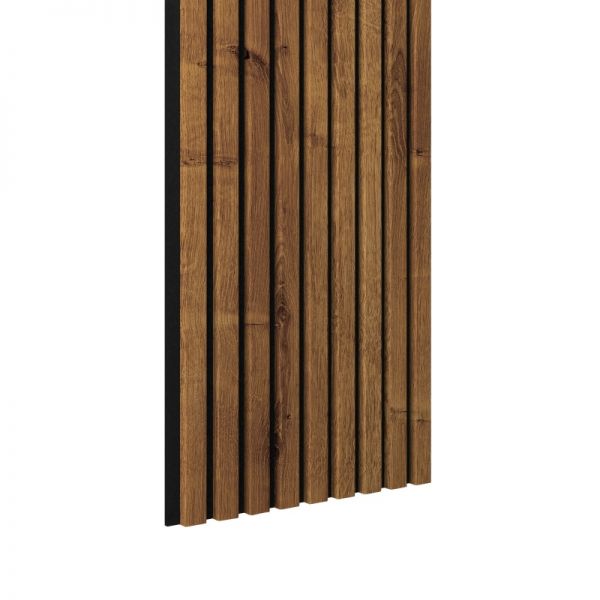 Panneau acoustique 2600 x 400 mm chêne rustique - Feutre acoustique noir - Panneaux d&#039;habillage mura